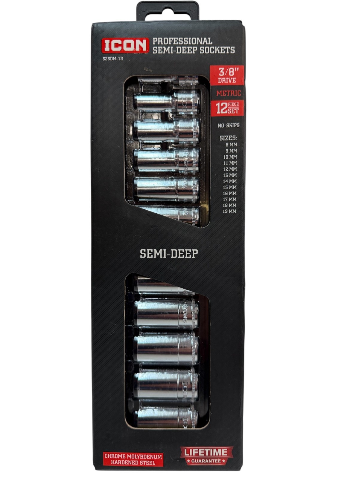 Icon S2SDM-12 Professional Semi-Deep Sockets 3/8″ Drive