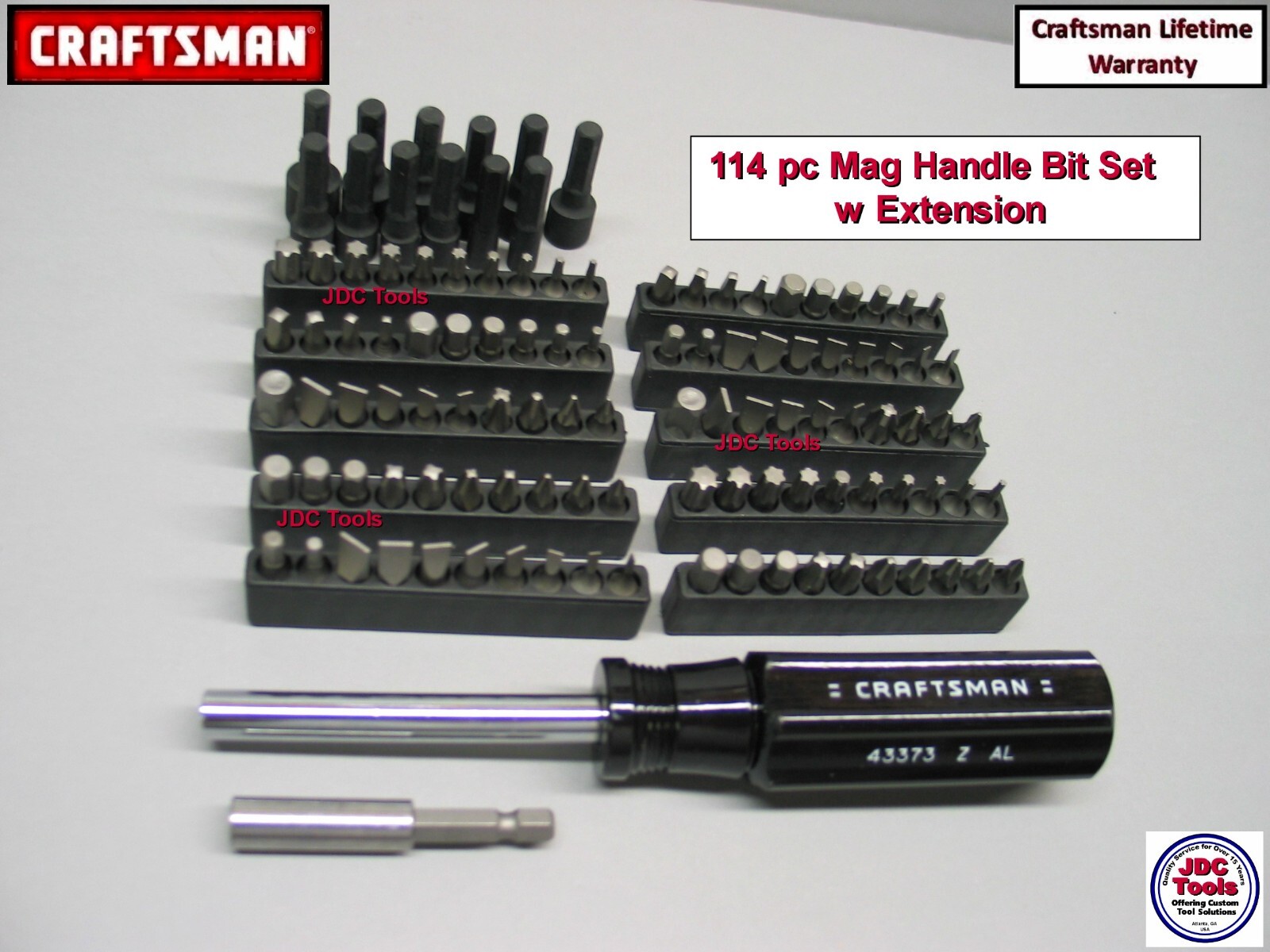CRAFTSMAN 114 pc Bit Set w 44373 NUT DRIVER MAGNETIC HANDLE 63