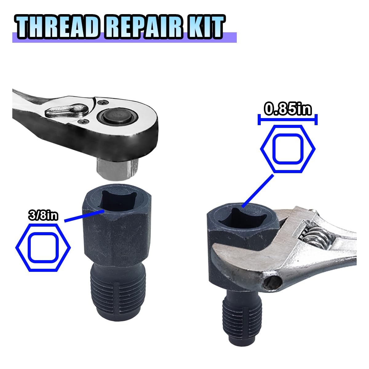 2 PCS Car Thread Chasers, 3/8″ Drives, M18x1.5mm and M12x1.25mm Car Thread Tool