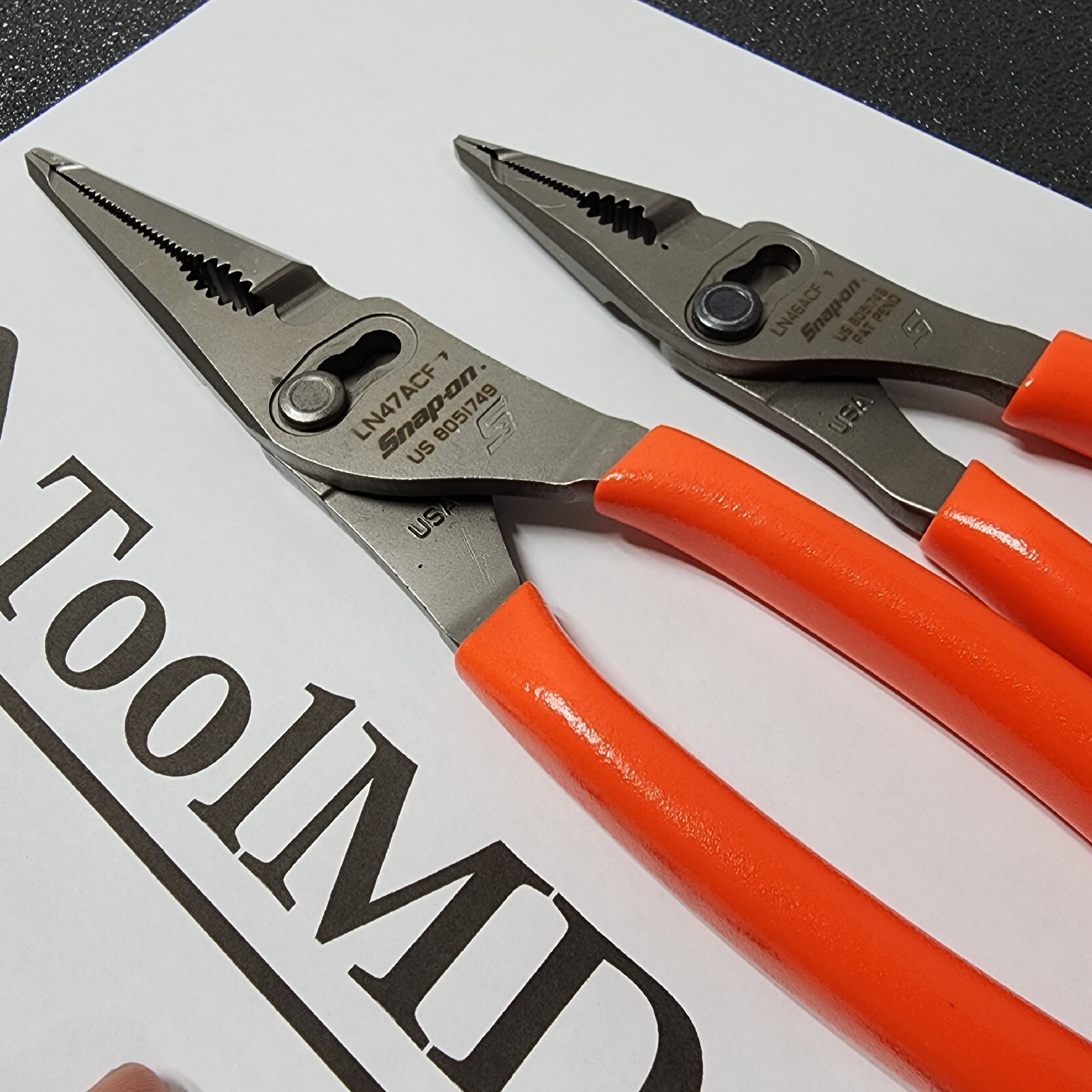 Snap-on Tools USA NEW 2pc ORANGE 7″ & 9″ Long Nose Slip Joint Plier Set LN46ACF