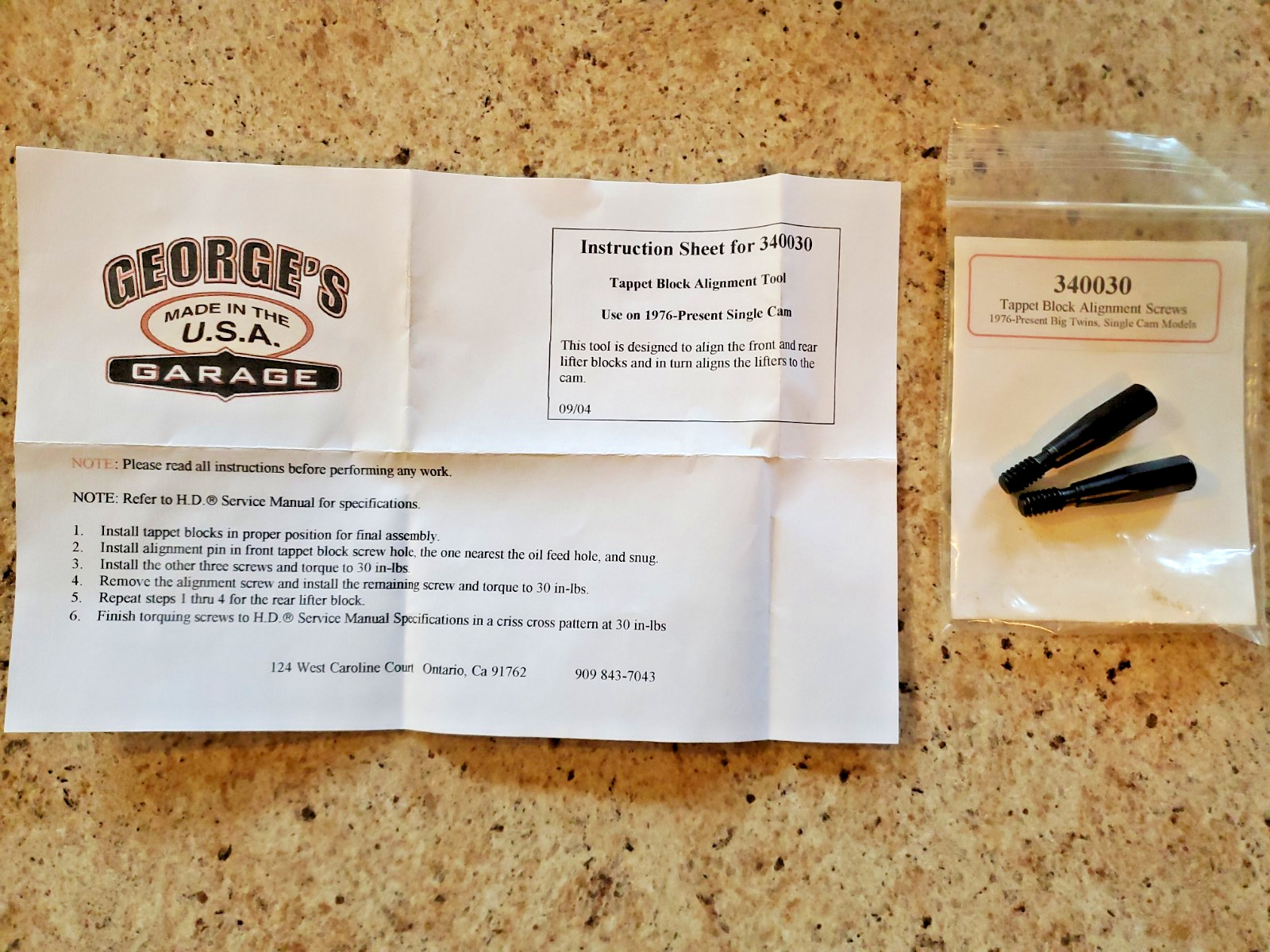 George’s Garage USA Tappet Block Alignment Screws 1976-up big-twin single cam