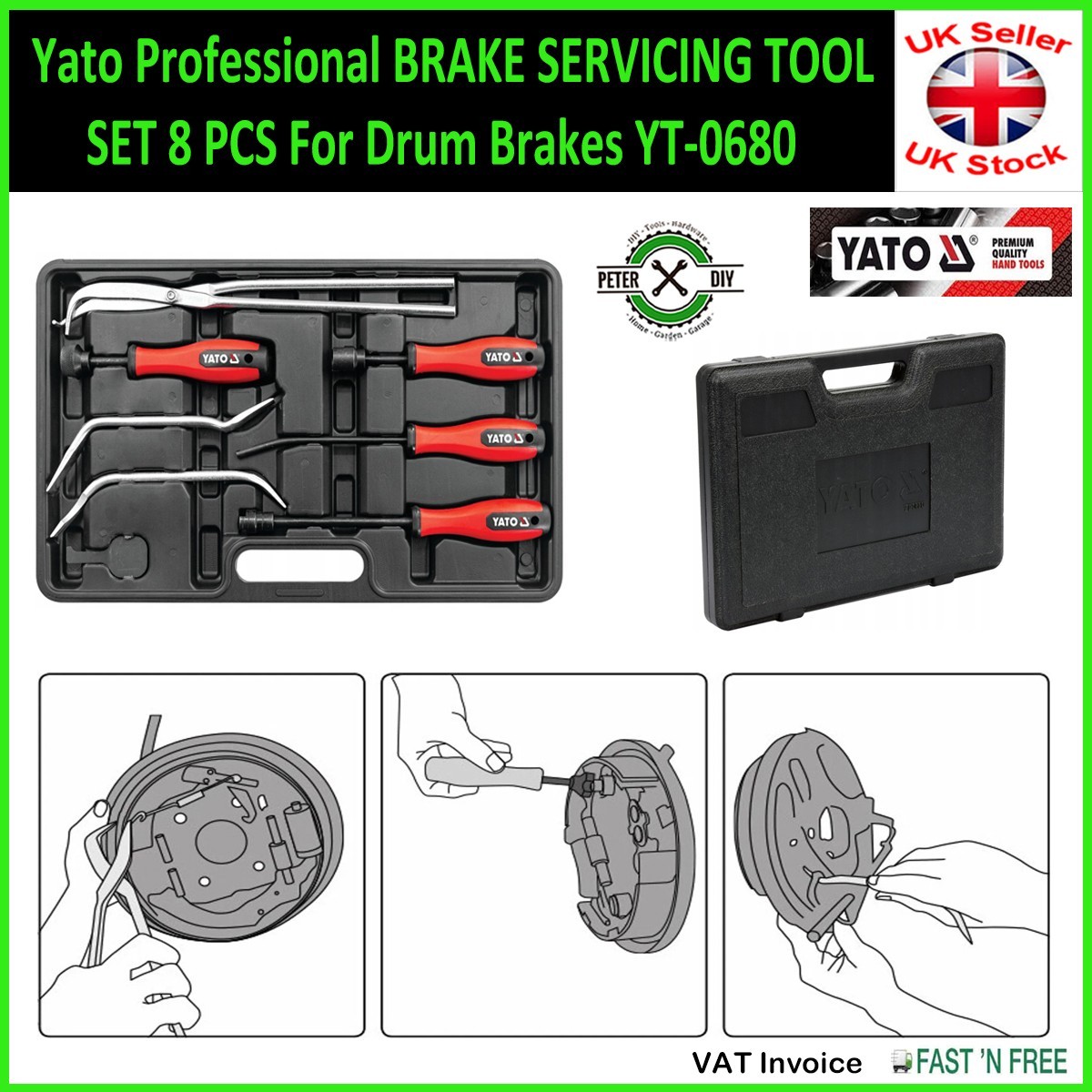 Yato Professional BRAKE SERVICING TOOL SET 8 PCS For Drum Brakes YT-0680