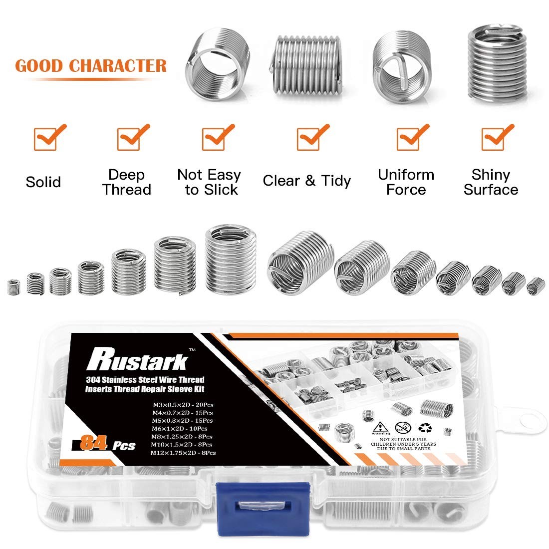 84 Pcs Helicoil Type Thread Repair Inserts – Stainless Steel M3-M12 Assorted