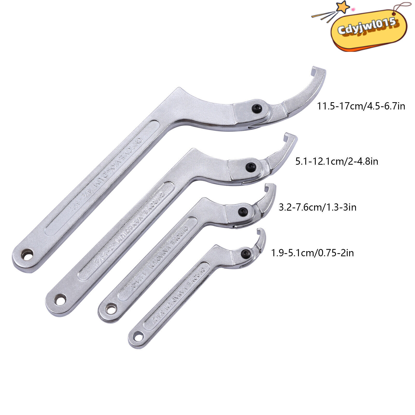 4pcs Adjustable Hook & C Pin Spanner Wrench Set Tighten Removing Nut Wrench New