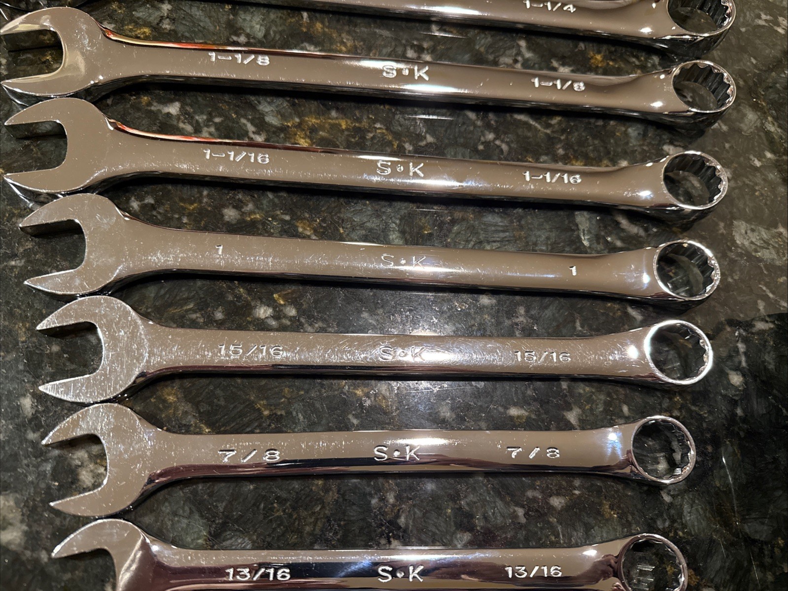 S-K 86014 Professional Tools 16-Piece Superkrome SAE Fractional Wrench Set USA