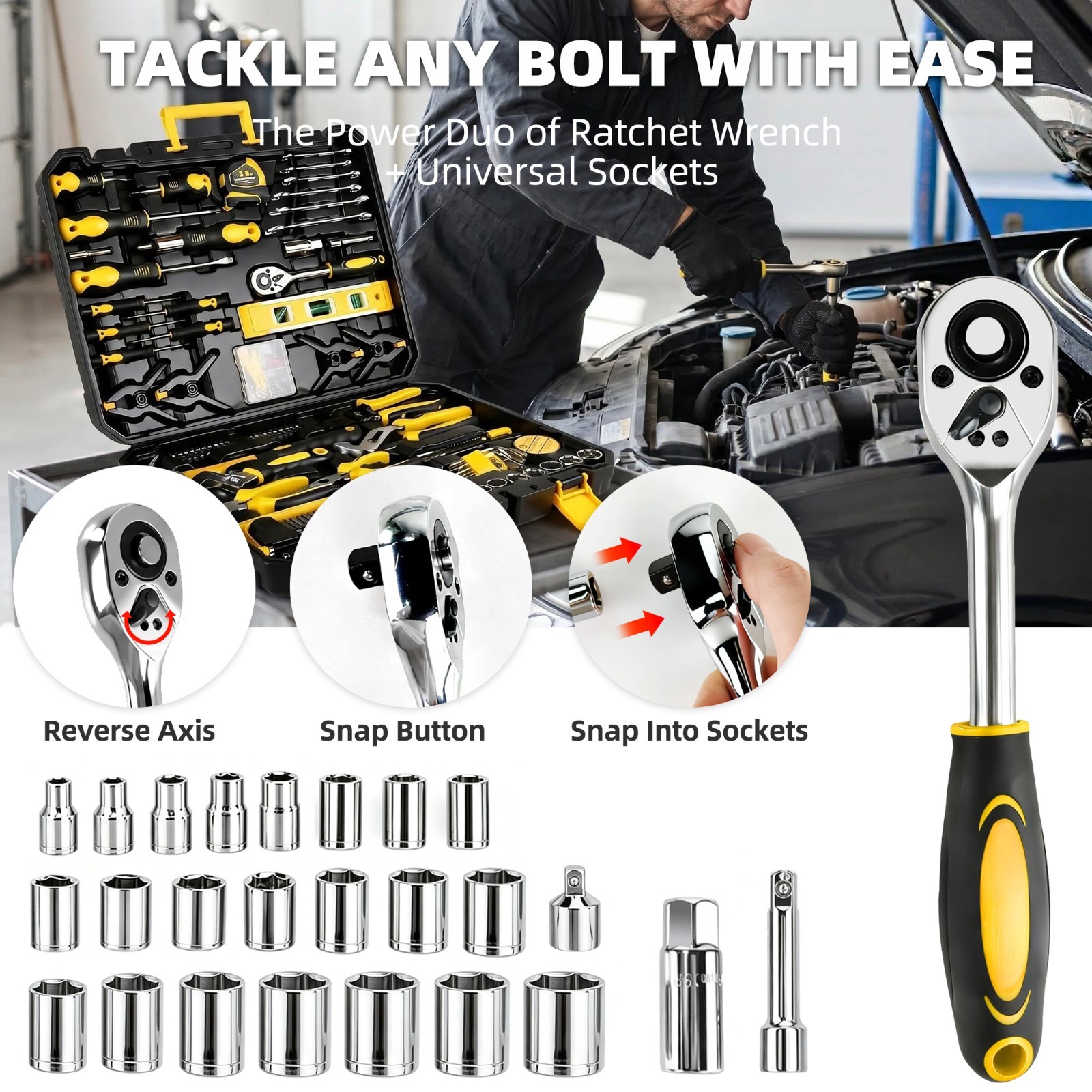 436-Piece Mechanics Tool Set Socket Wrench Auto Repair Kit with Hard Case