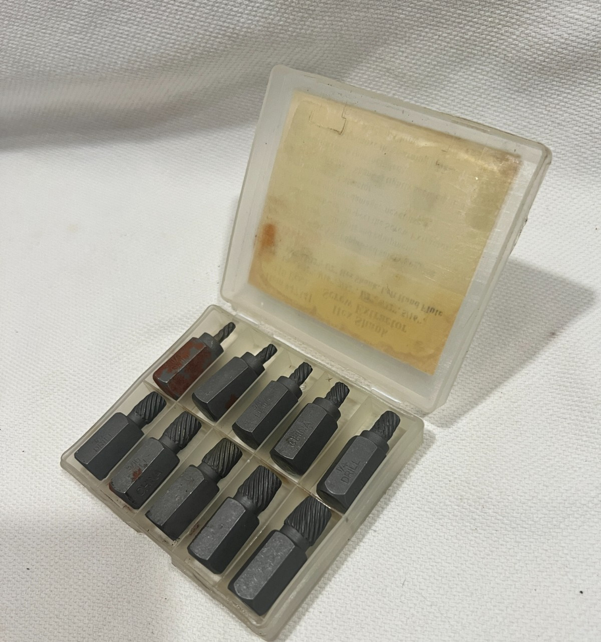 Drill Master 10 pc Hex Shank Screw Extractor Set 1/8″ -1/2″ Left Hand Flute