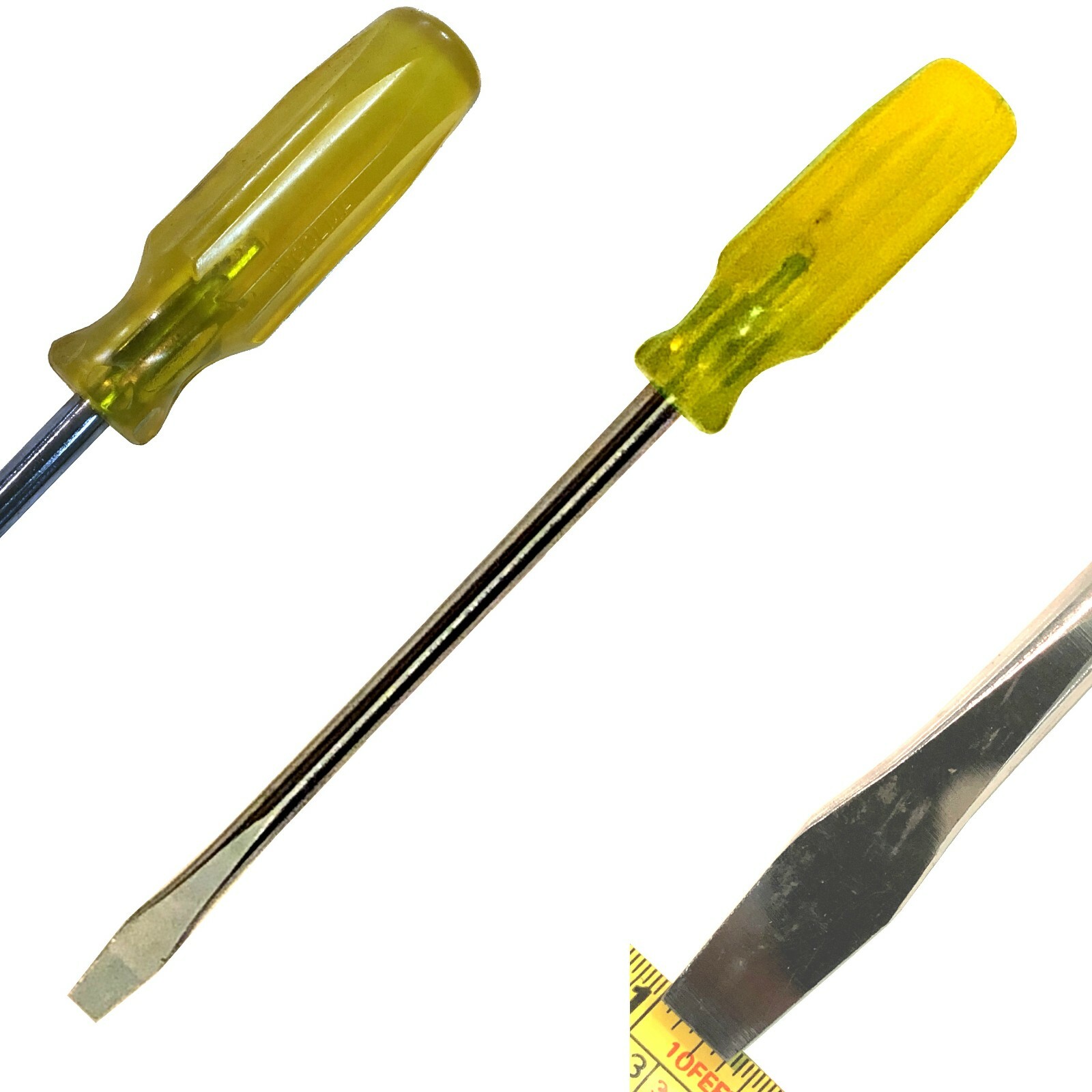 8 in Long Round Shank x Choice Flat Tip Screwdriver, Colombia Made