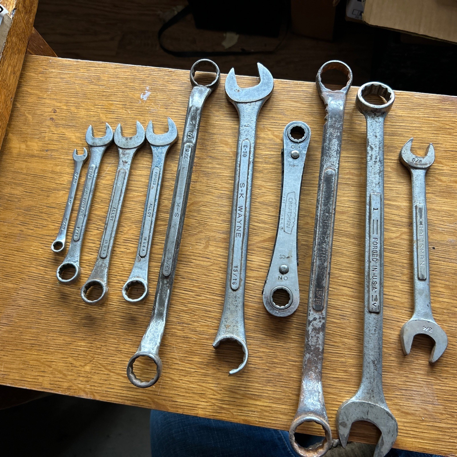 Lot Of 10 Various Sizes , Vintage S-K Wayne & Craftsman Wrenches
