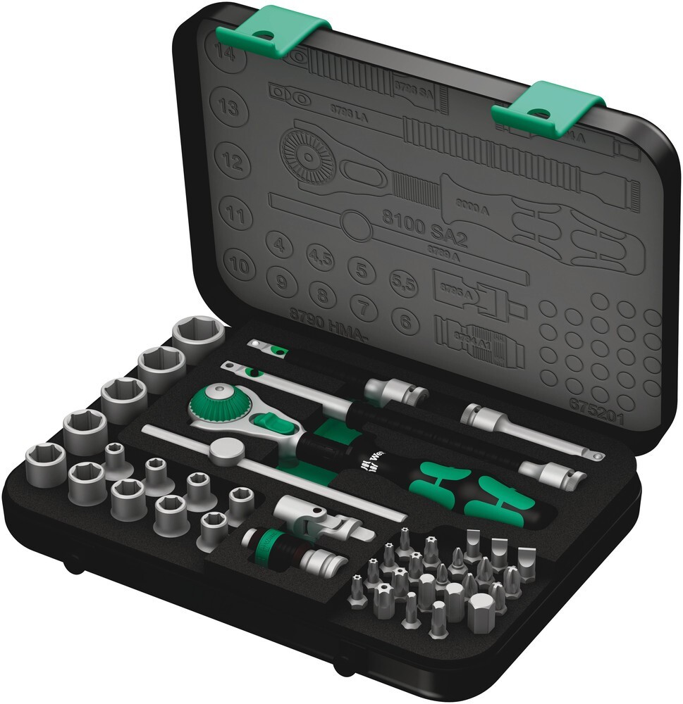 Wera 8100 SA 2 Zyklop Speed Ratchet 1/4″ Drive SAE 42 Pce Set 05003533001