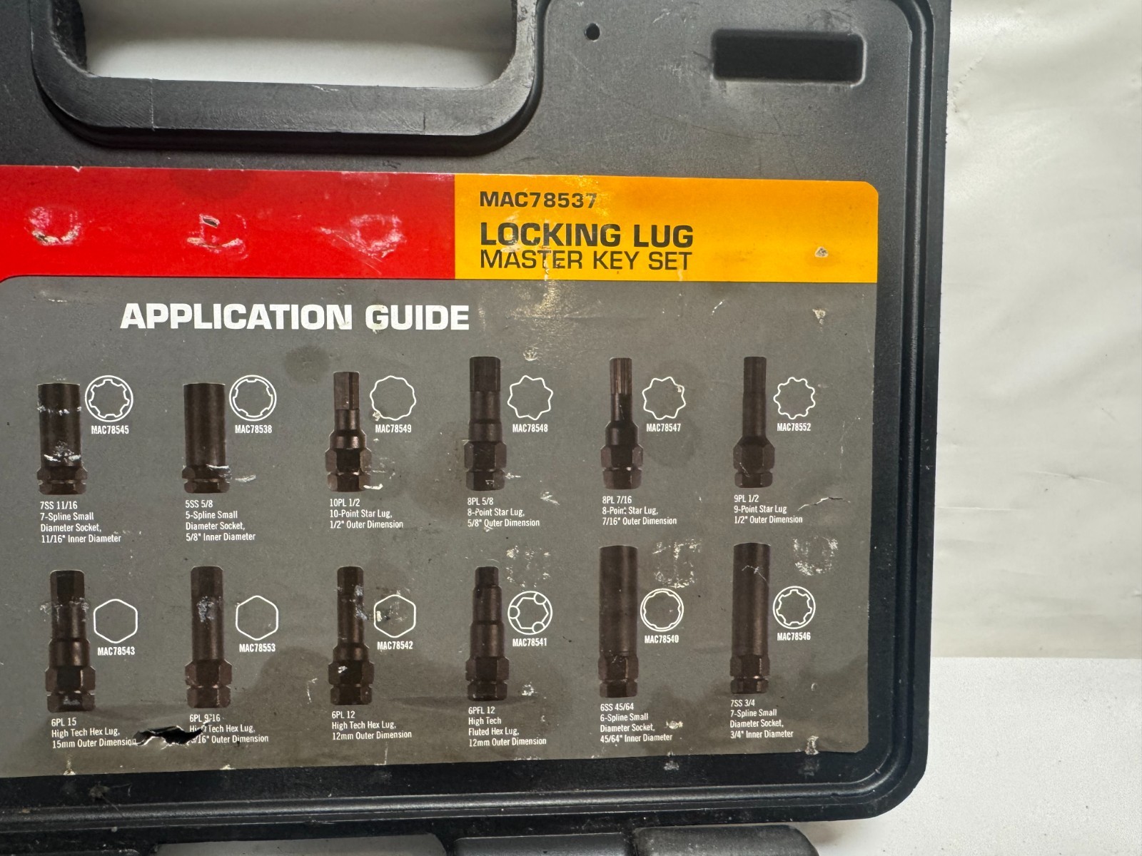 MAC Tools MAC78537 Locking Lug Nut Removal Master Key With Case INCOMPLETE SET