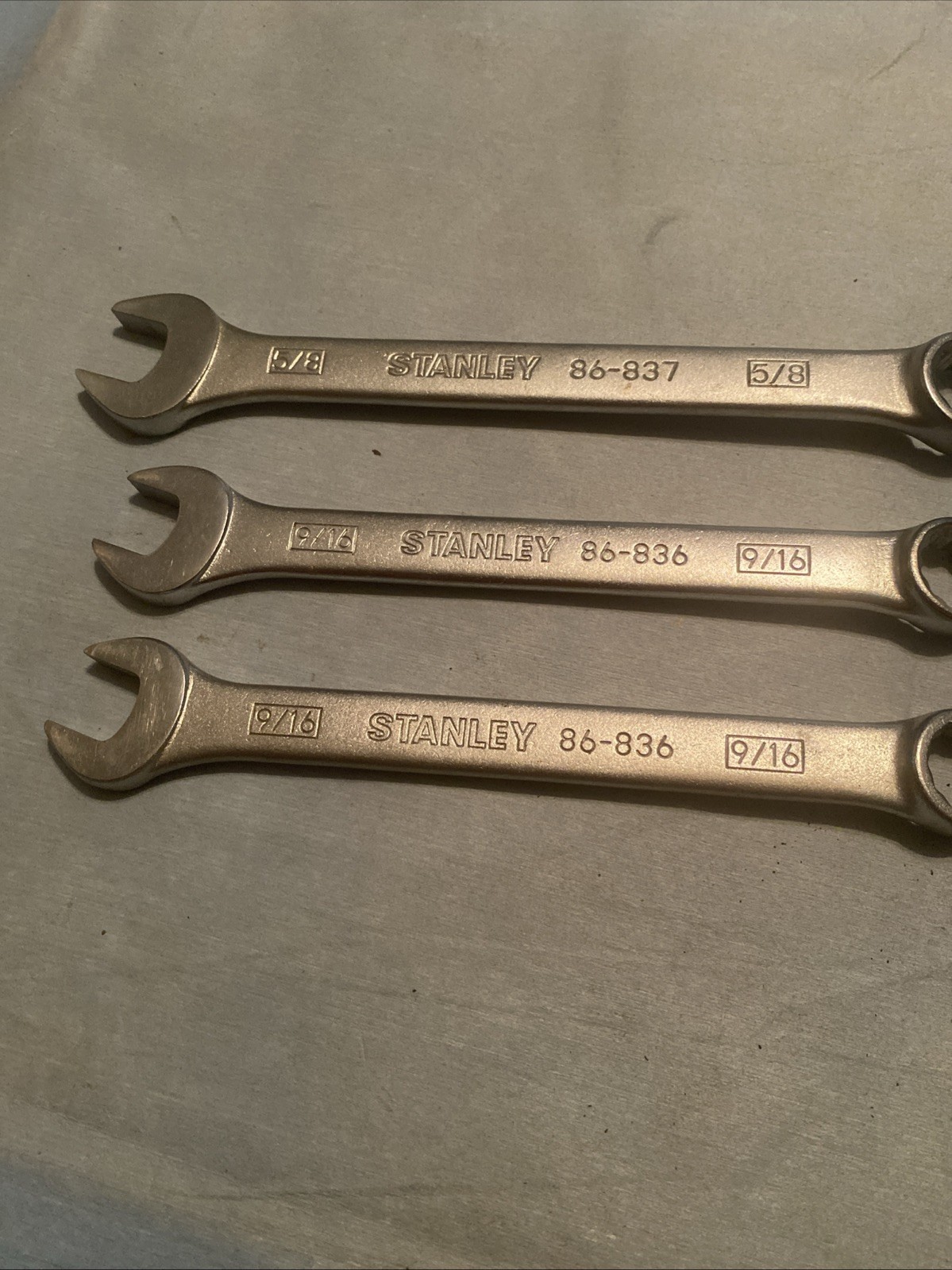 Stanley 3 Piece Set Of Wrenches. 5/8 And 9/16.