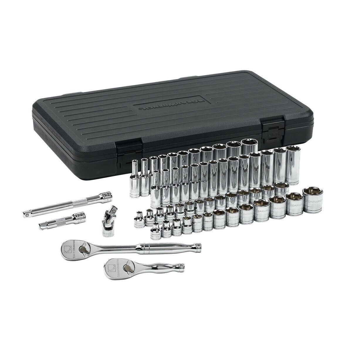 GearWrench 80550 57pc 3/8″ Drive 6pt SAE/Metric Socket Set w/90 Tooth Ratchets
