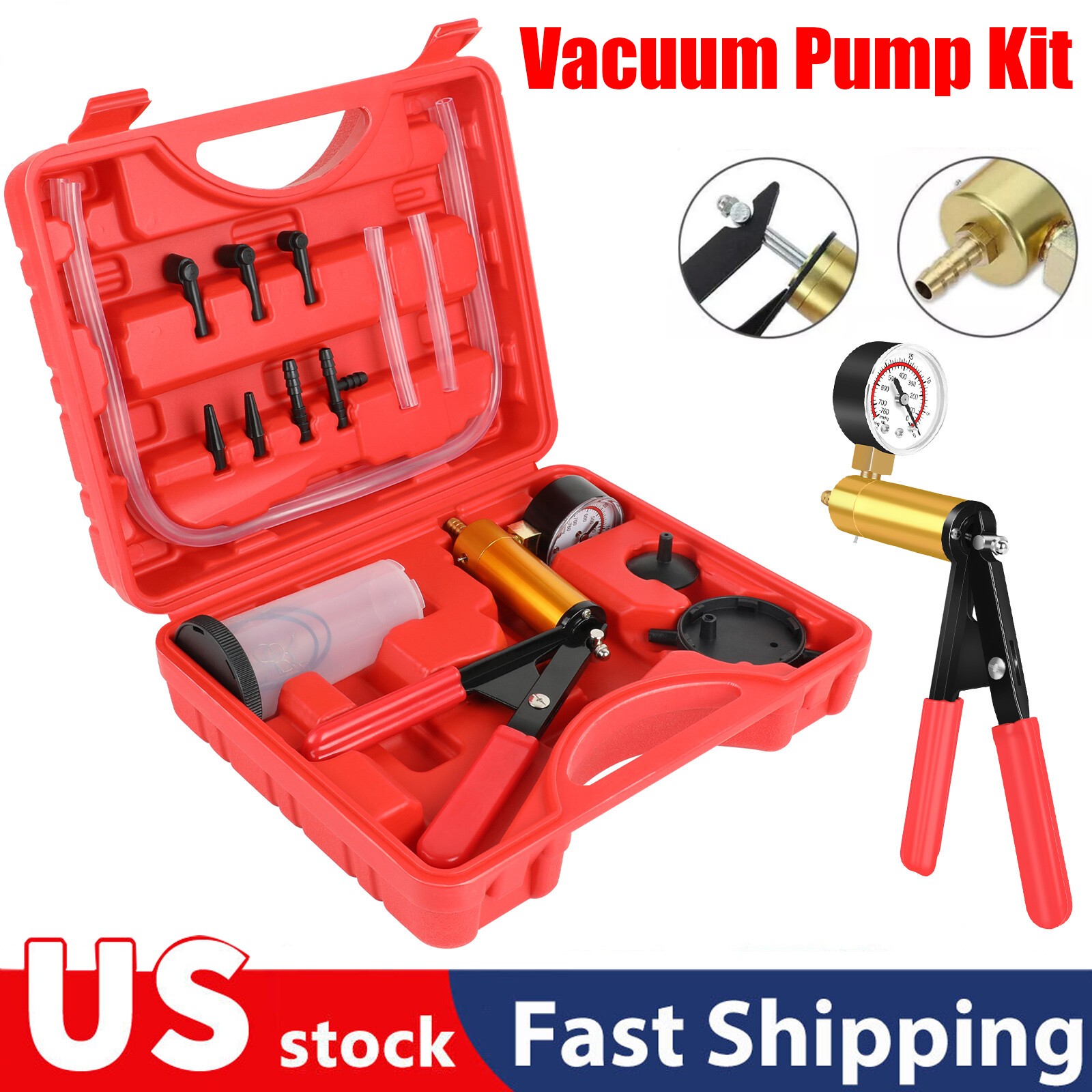 Universal Brake Fluid Bleeder Kit Hand held Vacuum Pressure Pump Tester Tool Set