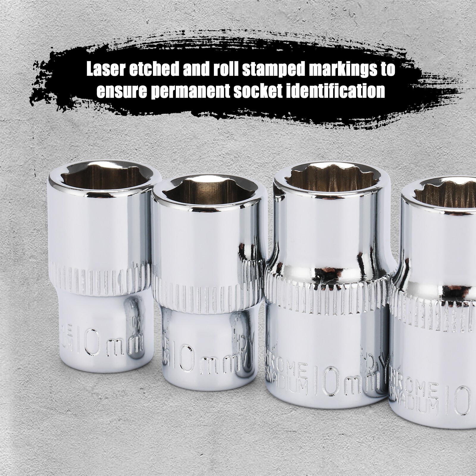 10 Pieces 10mm Impact Socket Set, 1/4″ & 3/8″ Drive, Deep & Shallow Chromed