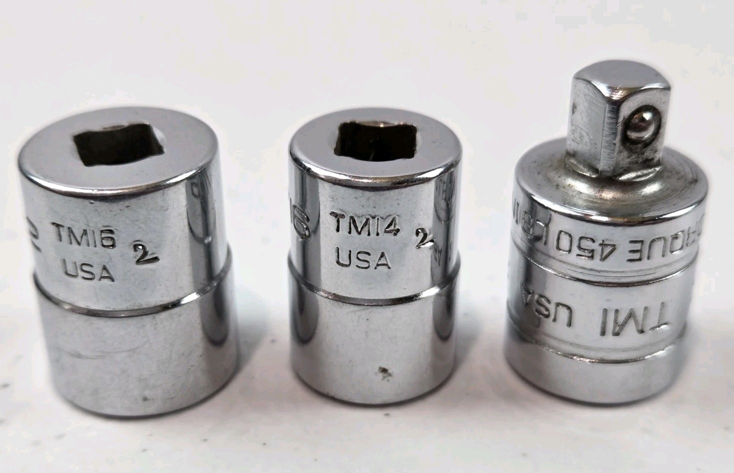 Snap On (3) Pc. Socket Lot, 1/4″ Drive: 7/16 & 1/2, 3/8″ Drive To 1/4″ Reducer