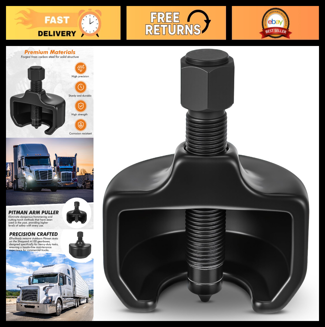 Heavy Duty Pitman Arm Puller for Class 6-8 Trucks & Equipment – Compatible Tool