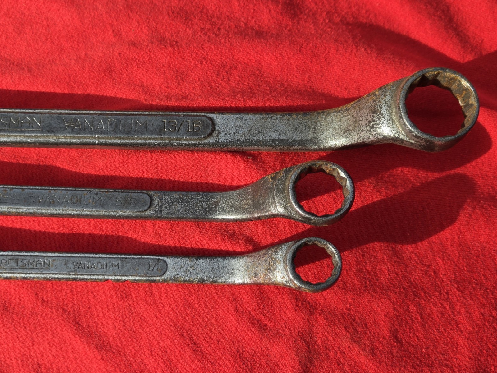 Vintage 1930’s Craftsman 3pc SAE Offset Box End Wrenches CI Made in USA