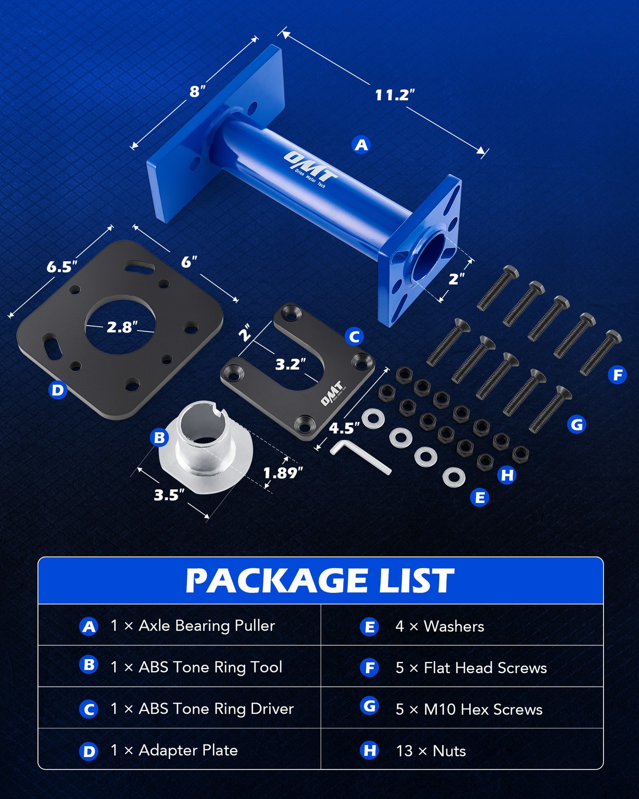 OMT Fit 1995-2012 Toyota w Tone Ring Tool Installer Rear Axle Bearing Puller Set