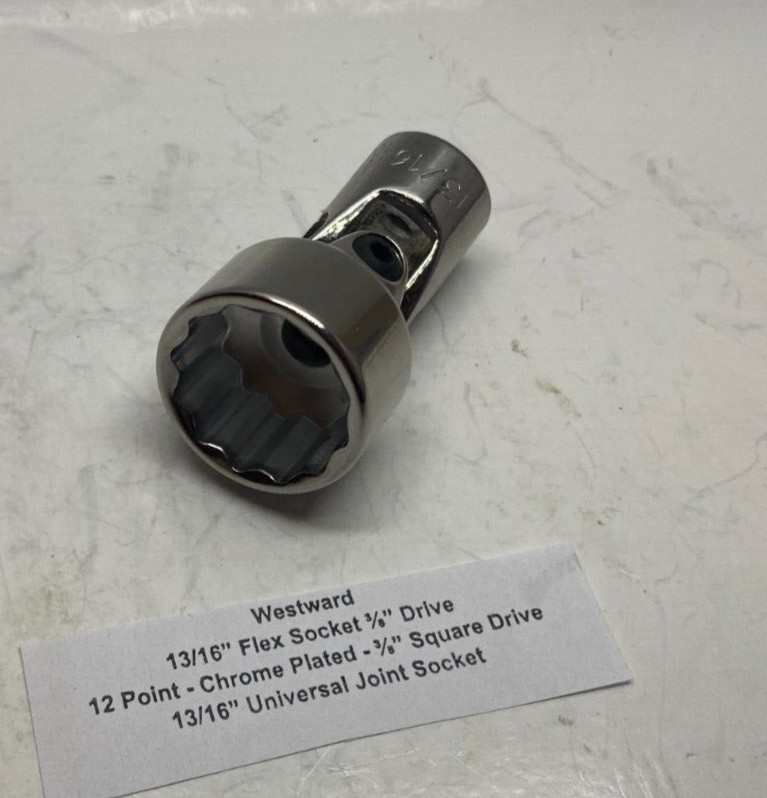 Westward 13/16″ Flex Socket (12 Point 3/8″ Drive) 13/16″ Universal Joint Socket