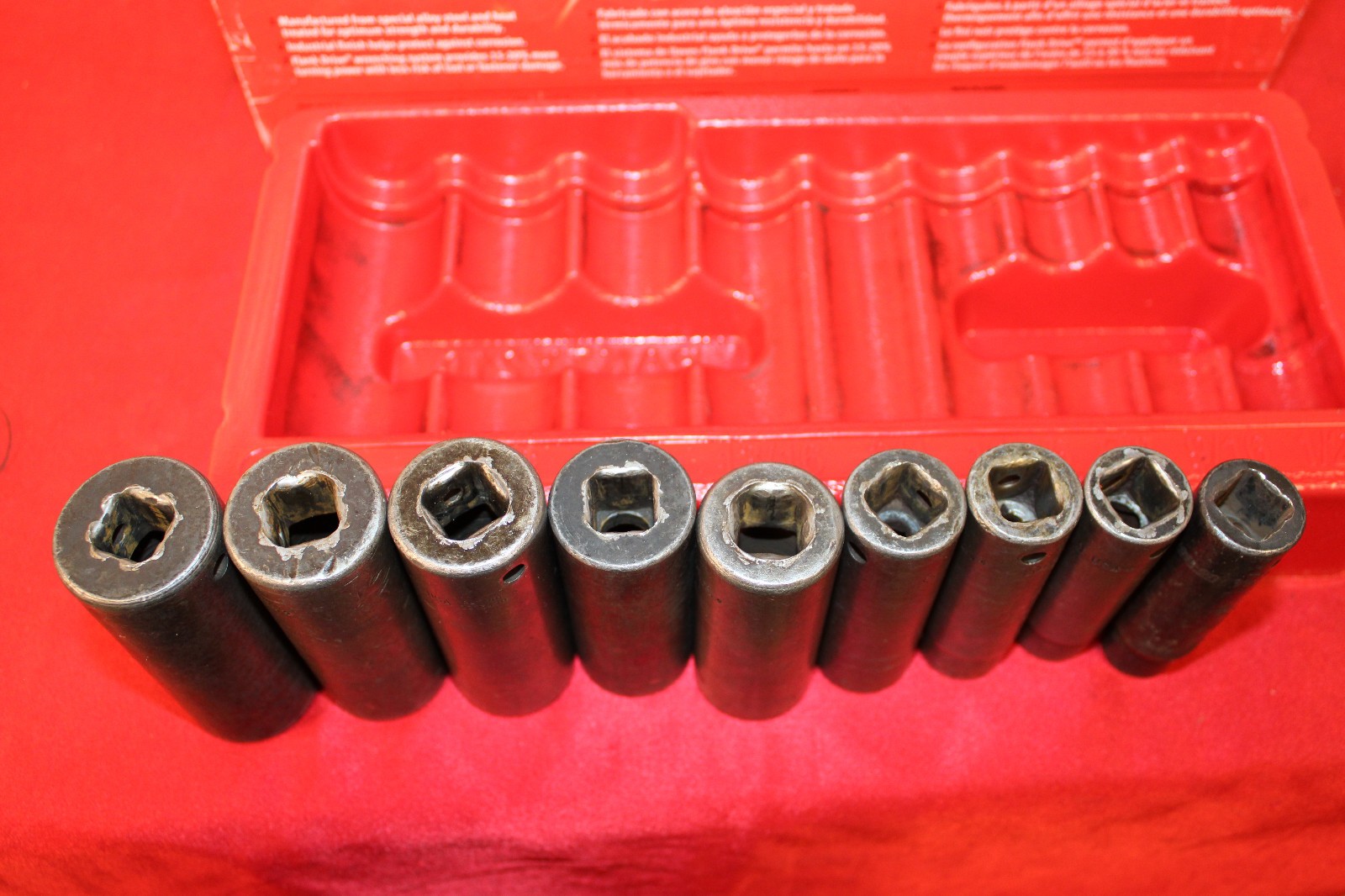 Snap-on 9 Pc 1/2″ Dr SAE Deep Impact Socket Set 1/2″ 6Pt 309SIMYA MISSING 3/4″