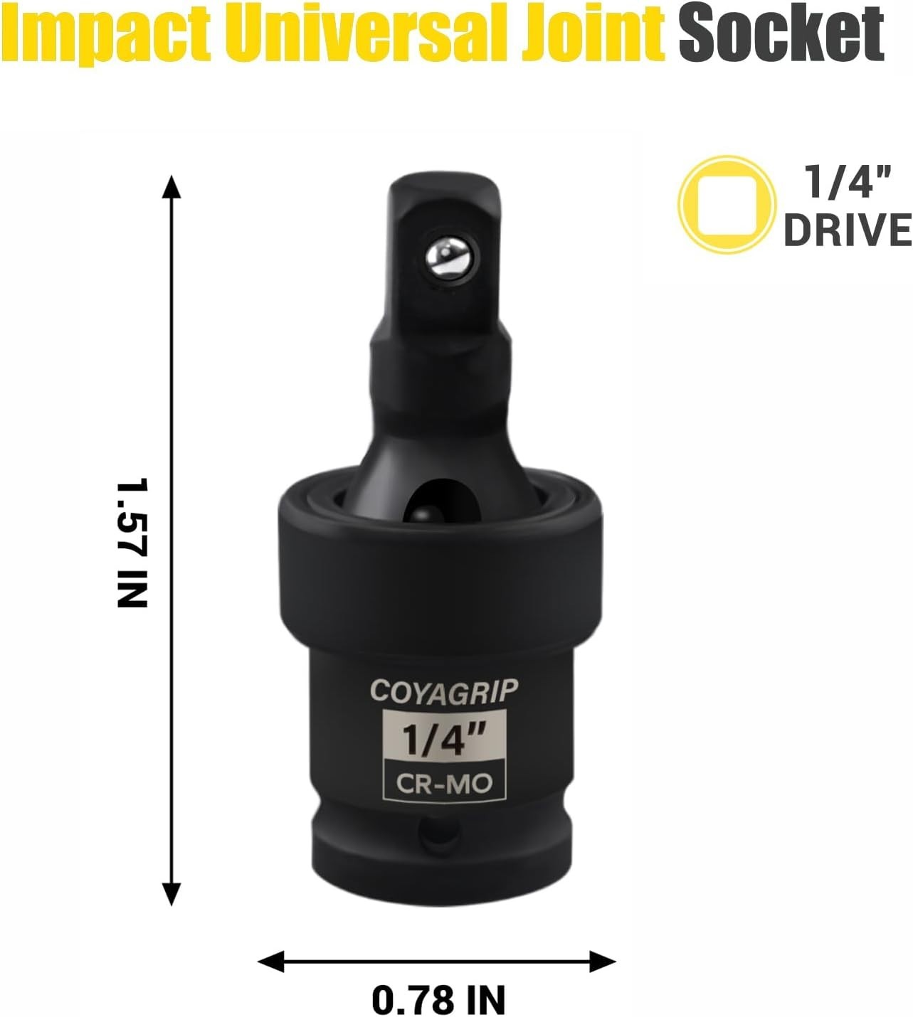 360° Rotation 1/4″ Swivel Socket – Chrome Molybdenum Steel for Precision Work