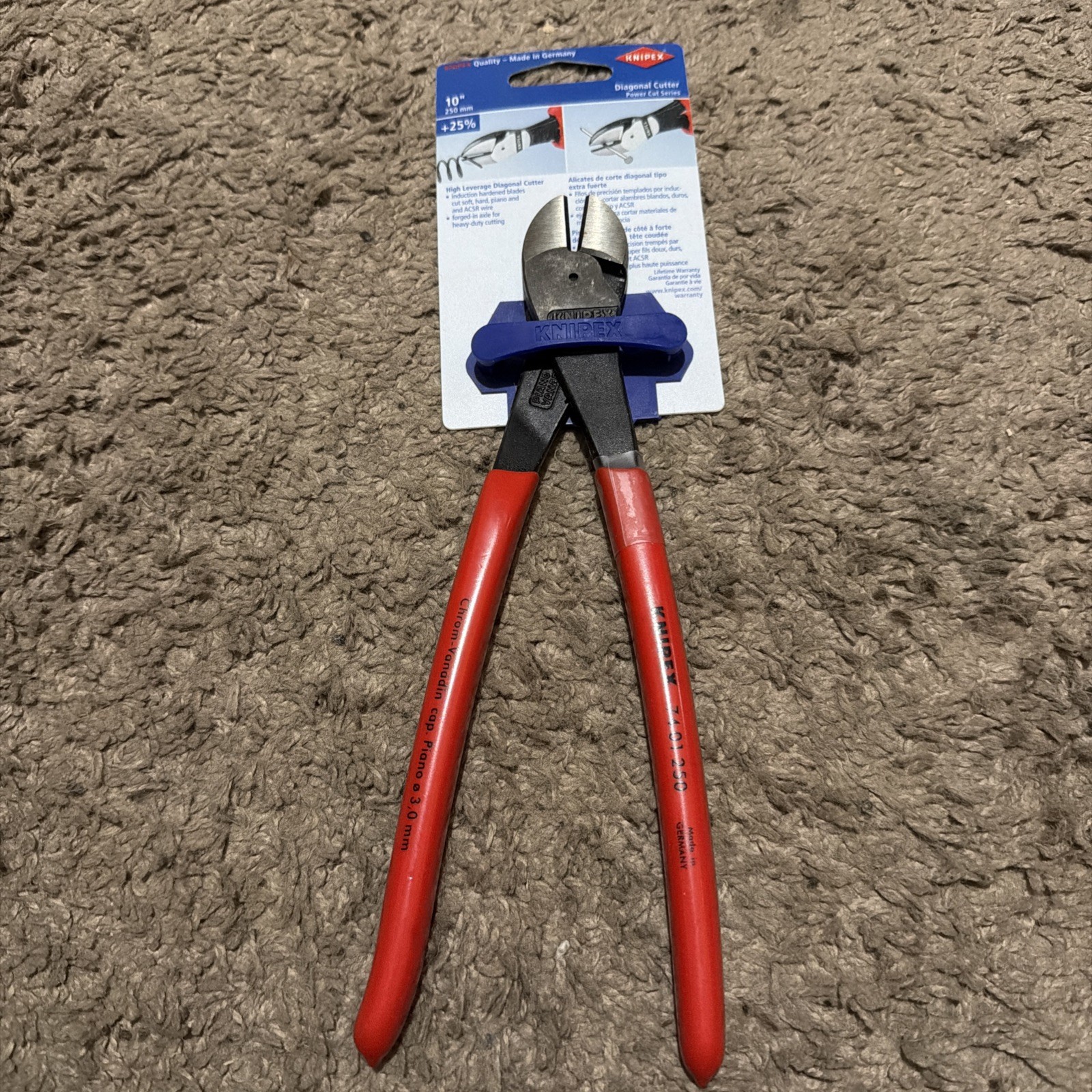 Knipex Ultra High Leverage 10″ Diagonal Cutting Pliers, Made in Germany #7401250