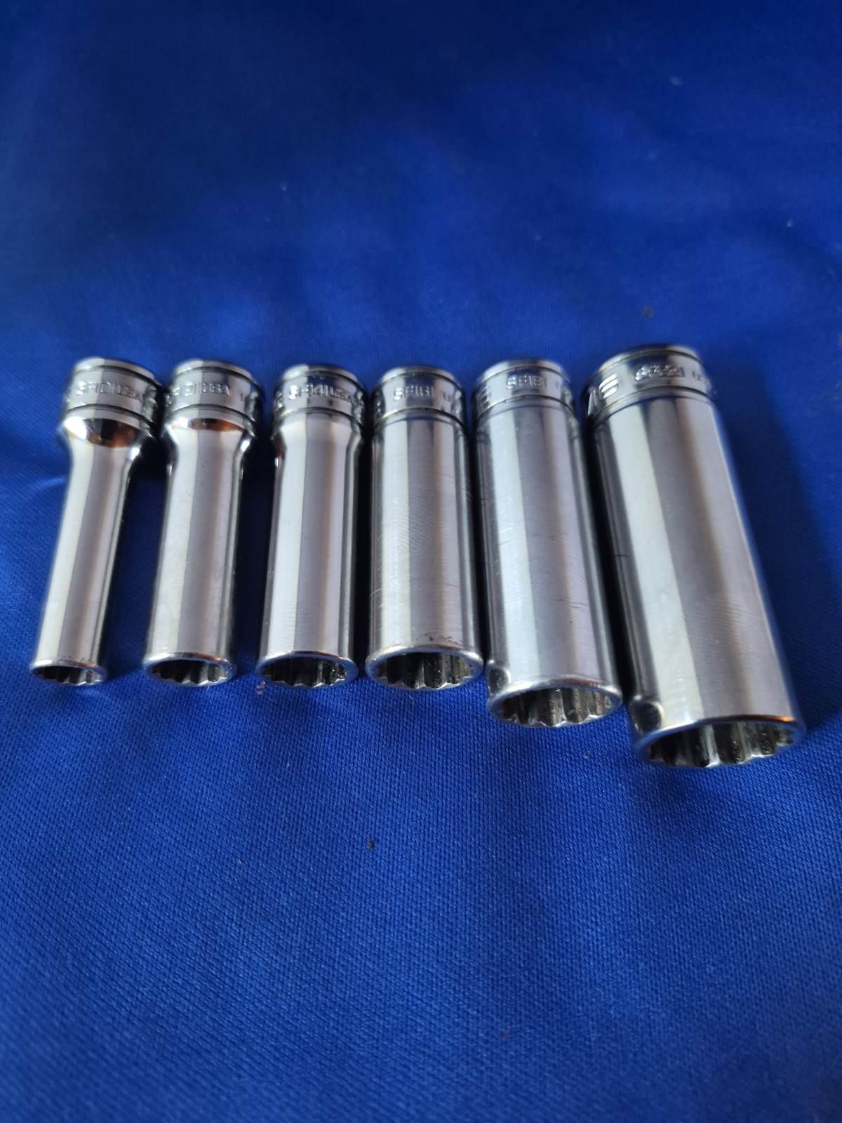 SNAP ON 3/8 DRIVE SAE 12 POINT DEEP SOCKET SET 6 PIECE