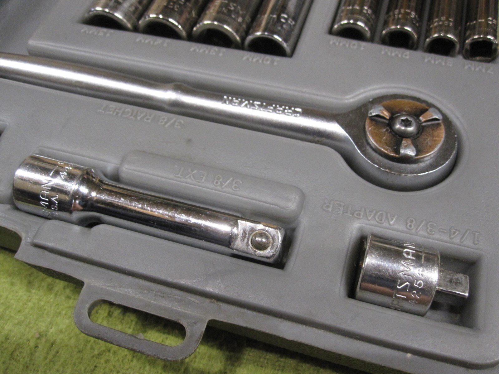 Vintage Craftsman 3/8″ Drive 24pc SAE 6pt Socket Ratchet Set 34821 Made in USA