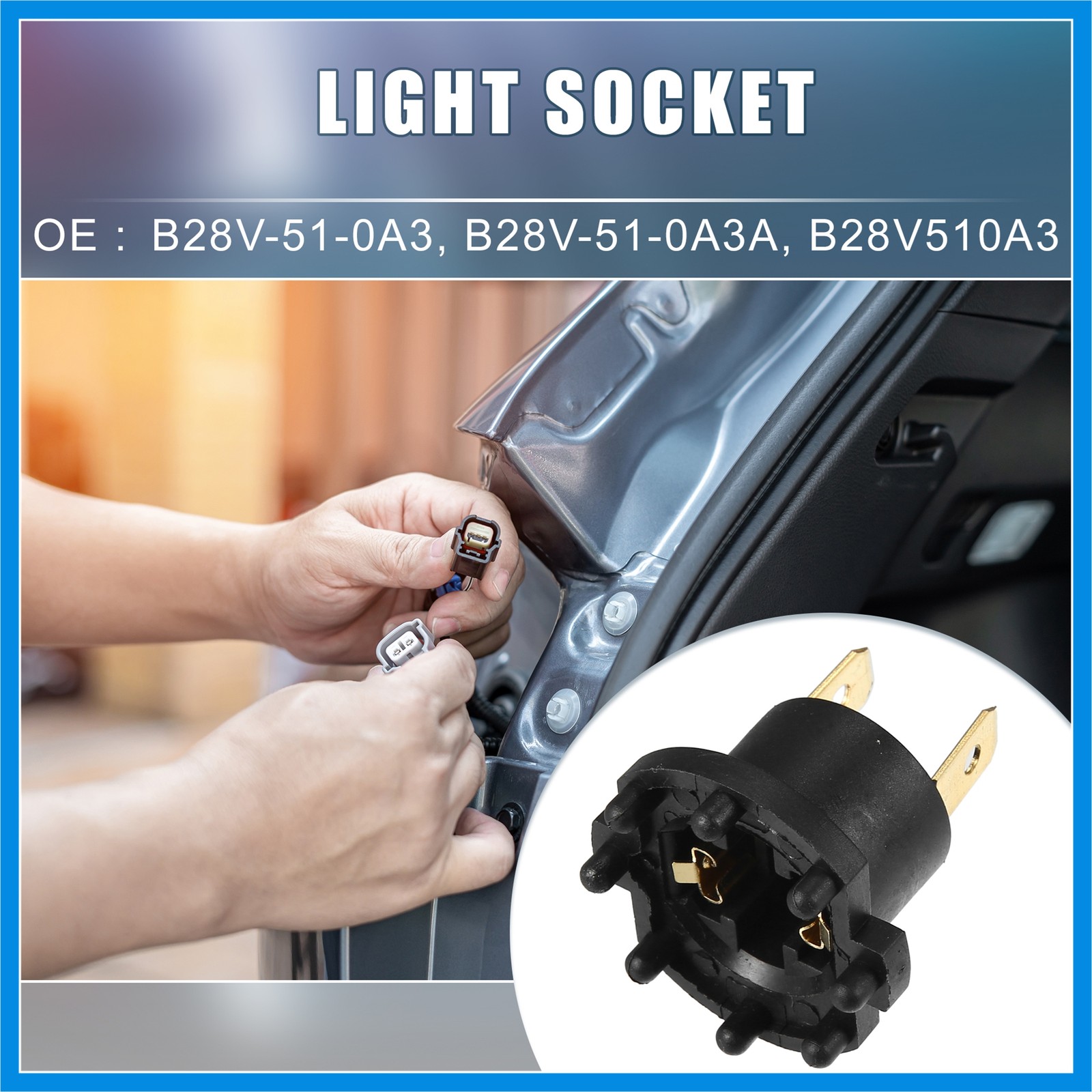 Car Headlight Bulb Socket Adapter B28V-51-0A3 Fit for Mazda 3 2004-2009 (2 Set)
