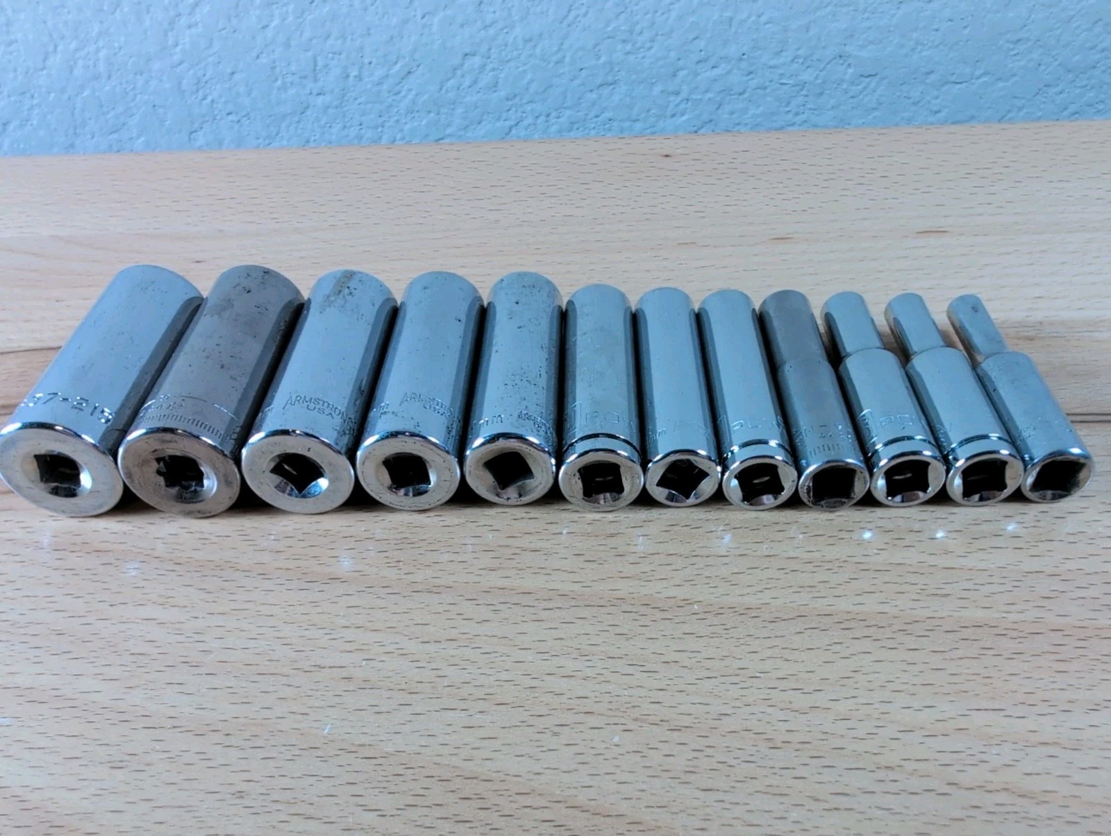 Mixed Lot of 12 Metric 1/4″ Drive Deep Sockets Armstrong Craftsman Powerbuilt