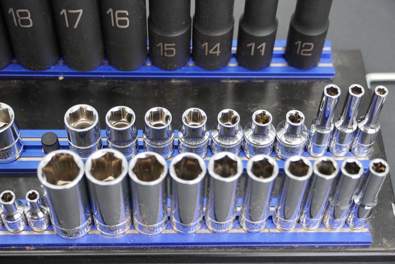 Matco Tools ADV Silver Eagle Socket Set Metric Deep Shallow Chrome Impact Rail
