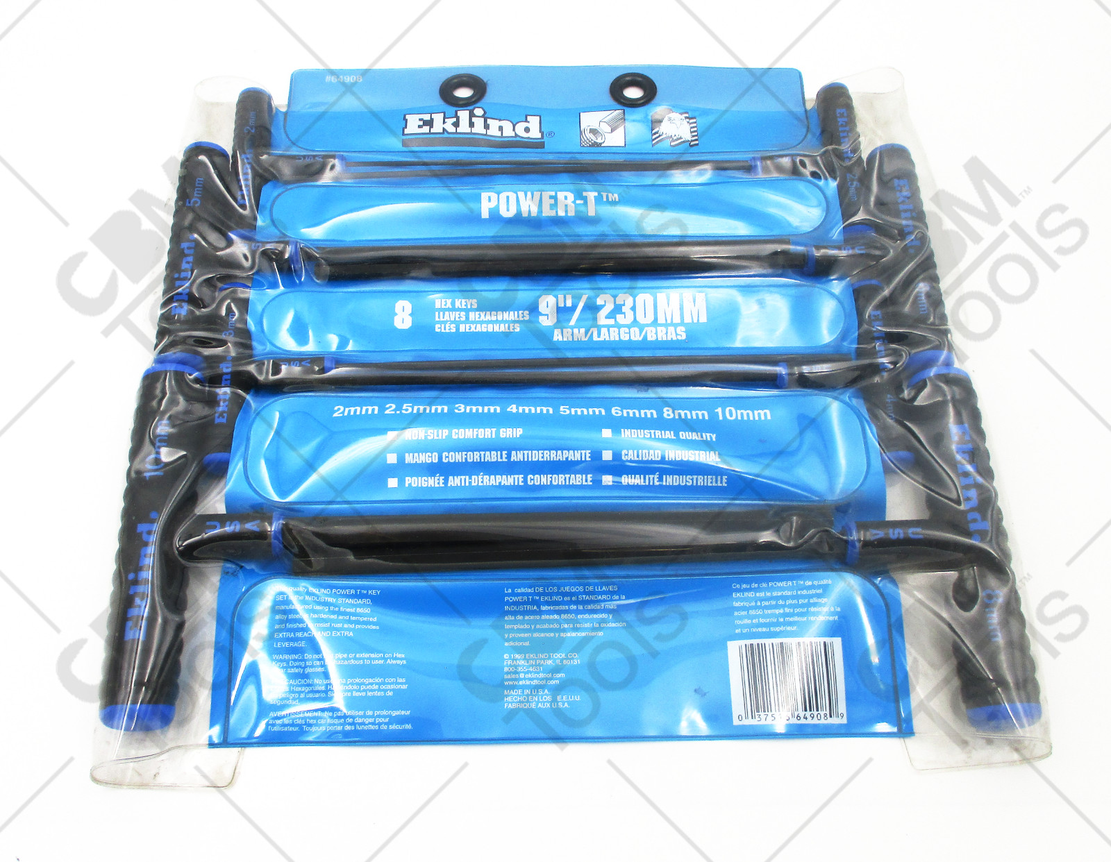 Eklind Tool 64908 – 8 Pc. 200mm Metric Power T-Handle Hex Key Set- 8″ Arm