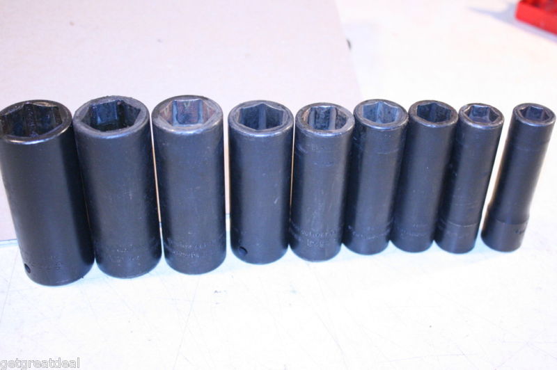 SNAP-ON TOOLS 1/2″ DRIVE DEEP IMPACT 6-POINT SOCKET SET 1/2-1″ 9 PIECES