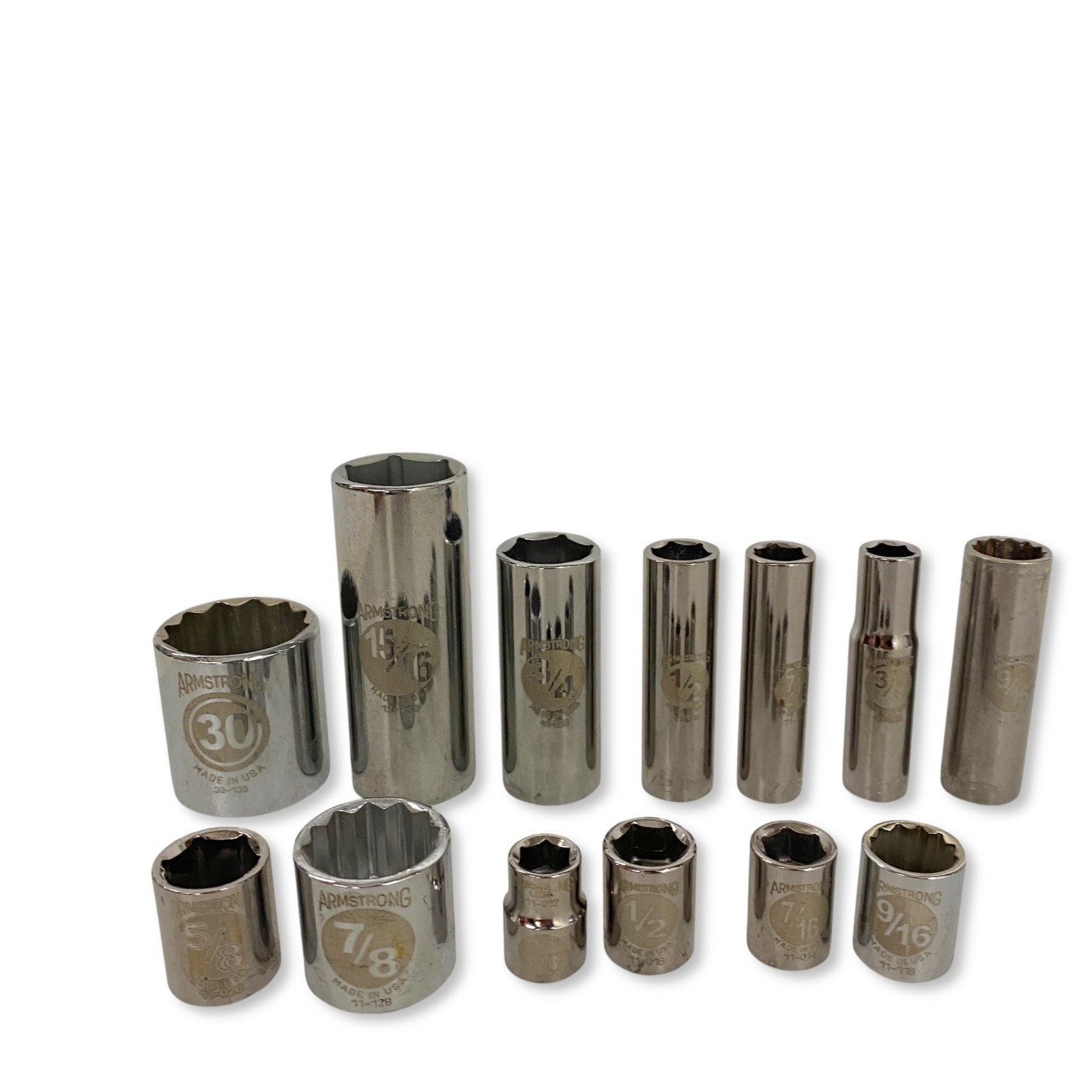 Armstrong USA Socket Set, 6-Point & 12-Point Mixed, Deep & Standard, 13 Pieces