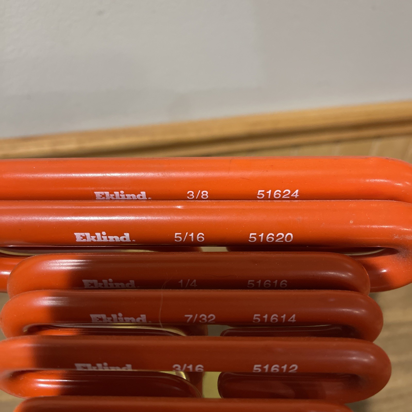 Vintage Eklind Tool 53610 10 Piece ~6″ SAE Cushion Grip T-Handle Hex Key Set