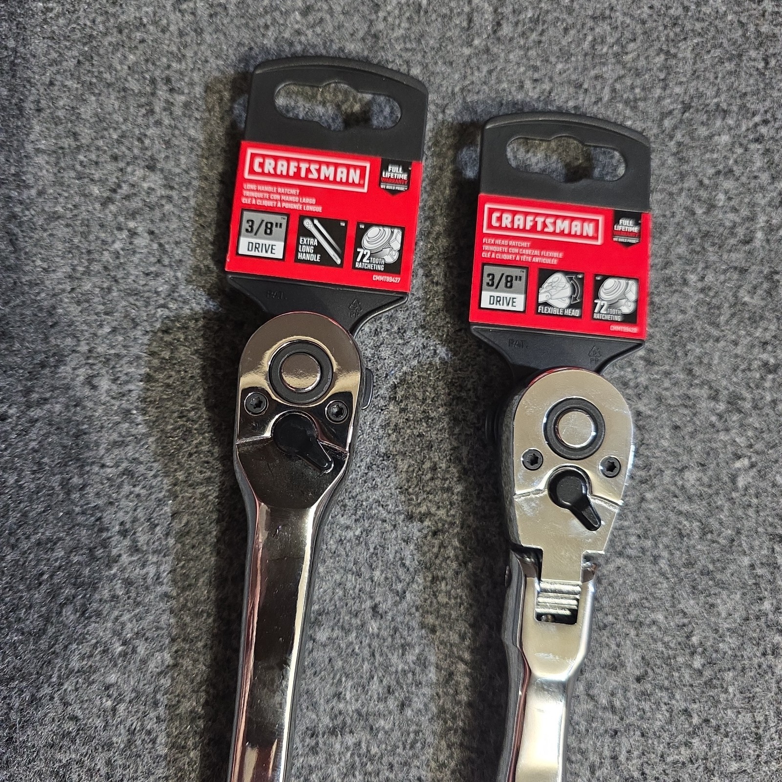 Craftsman 72 Tooth Ratchet Set 3/8″ Drive & 1 Flex Head Lot 2pc New