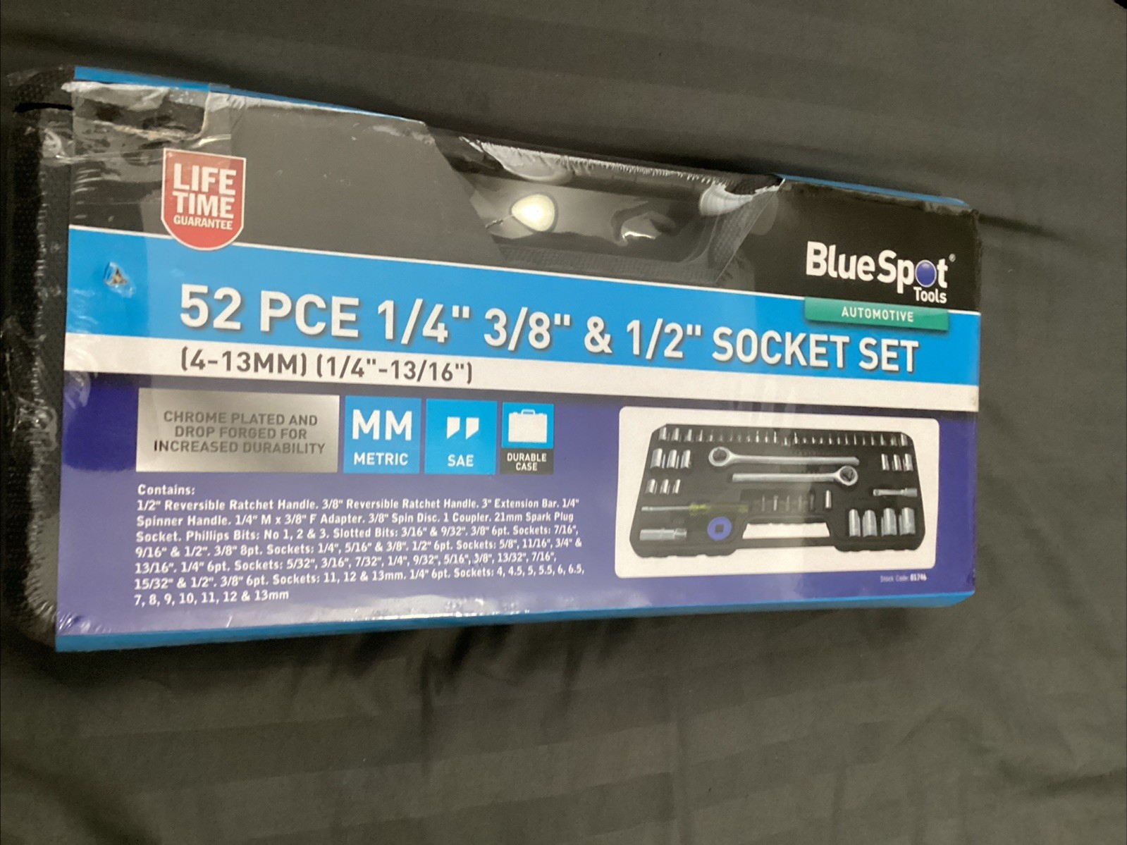 Bluespot 52 Pce 1/4”,3/8” &1/2” Socket Set Mm & AF.