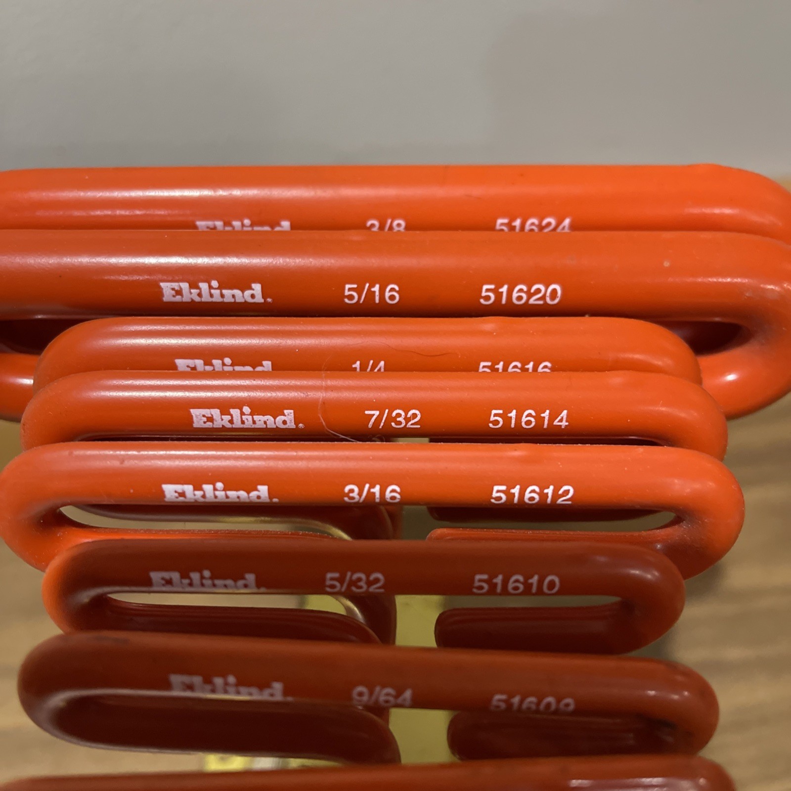 Vintage Eklind Tool 53610 10 Piece ~6″ SAE Cushion Grip T-Handle Hex Key Set