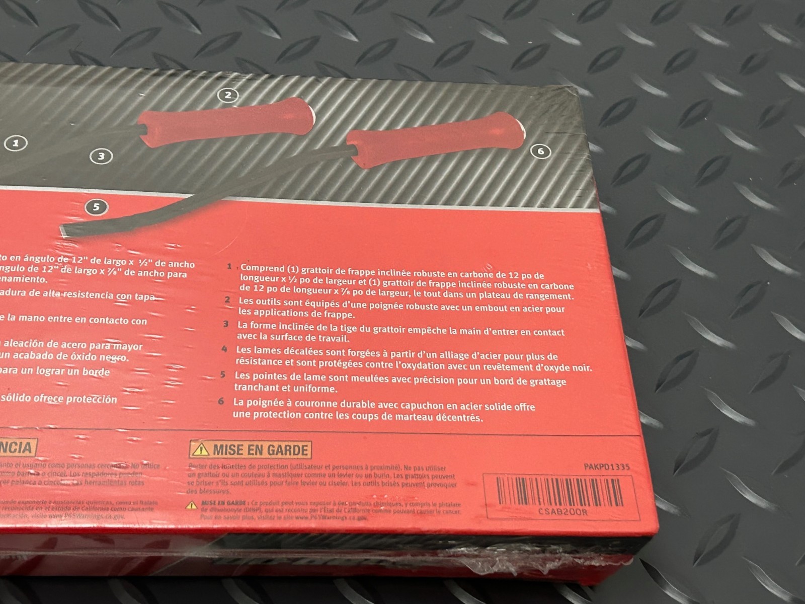 Snap-on Tools NEW RED 2pc Heavy-Duty Angled Striking Carbon Scraper Set CSAB200R