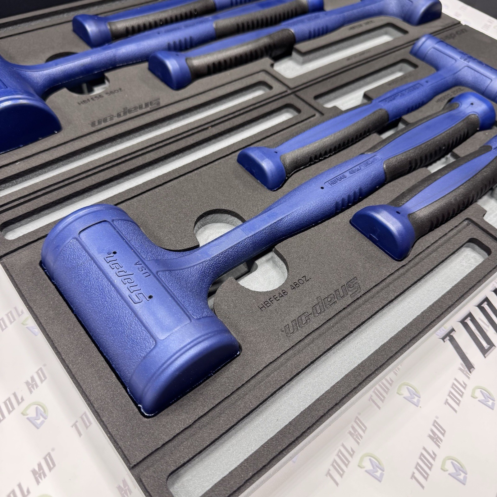 Snap-on Tools NEW 6pc POWER BLUE Dead Blow Hammer Set w/ PRO-FI Foam HBFE6FMB