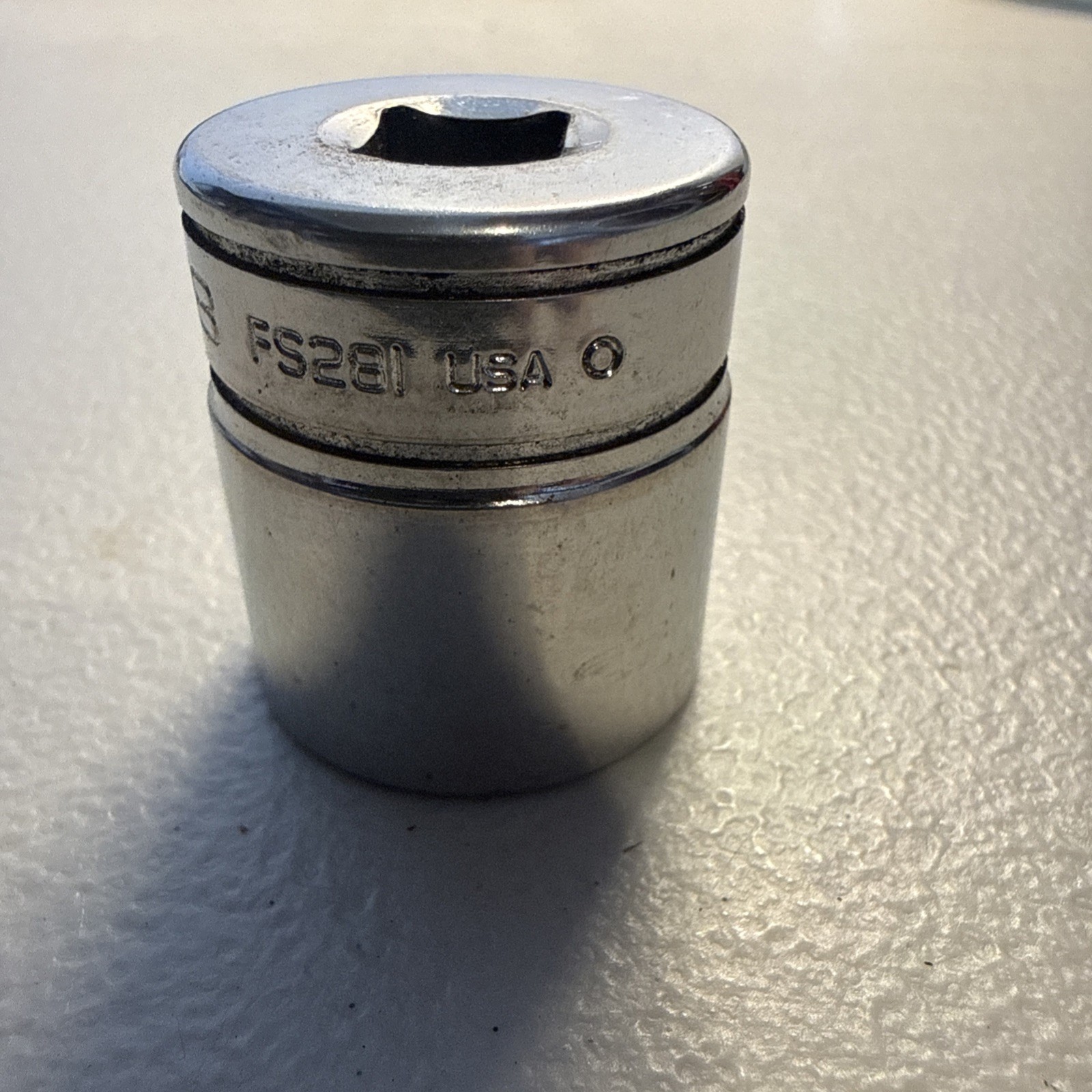 Snap On Tools 3/8 inch Drive 6 Point 7/8 inch Shallow Chrome SAE Socket FS281