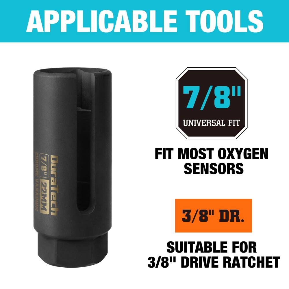 7/8″ 22mm O2 Oxygen Sensor Socket Wrench Remover 3/8″ Dr Installer Sensor Socket