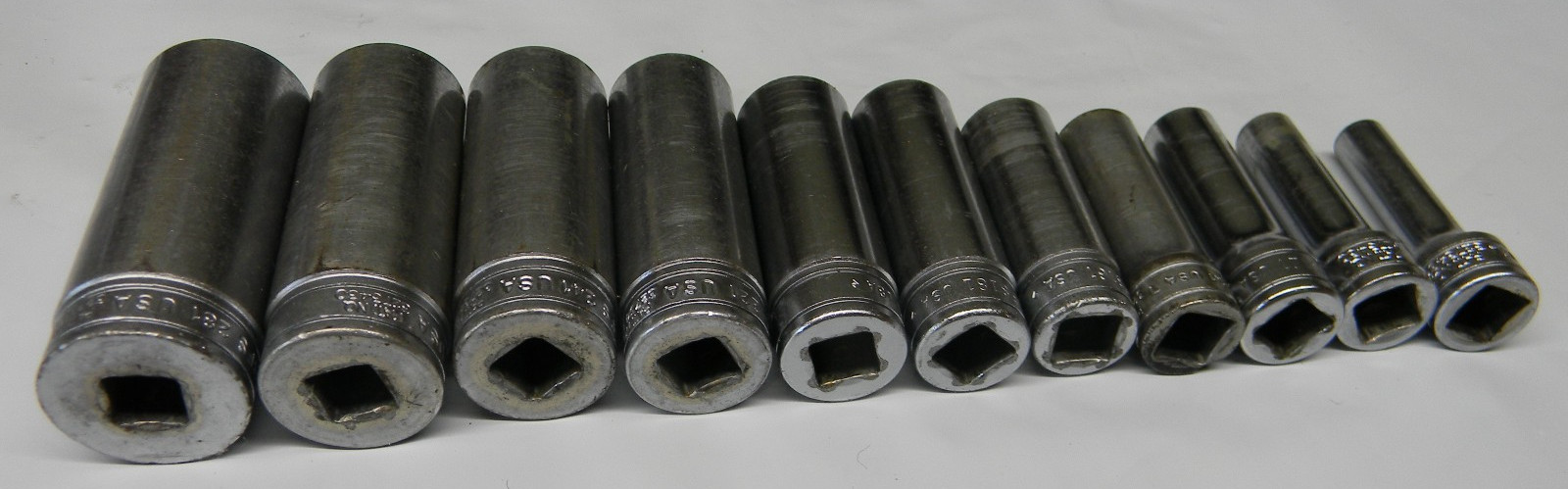 SNAP-ON 3/8″ DR 11PC SAE 6PT DEEP CHROME SOCKET SET 1/4-7/8″ #211SFSY