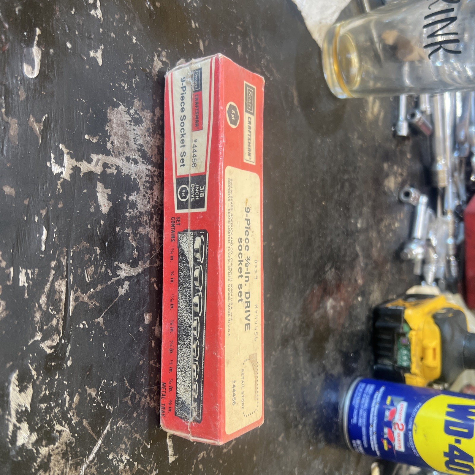 NOS Vintage Craftsman USA 44456 3/8 Drive Socket Set In Metal Tray SEALED SAE