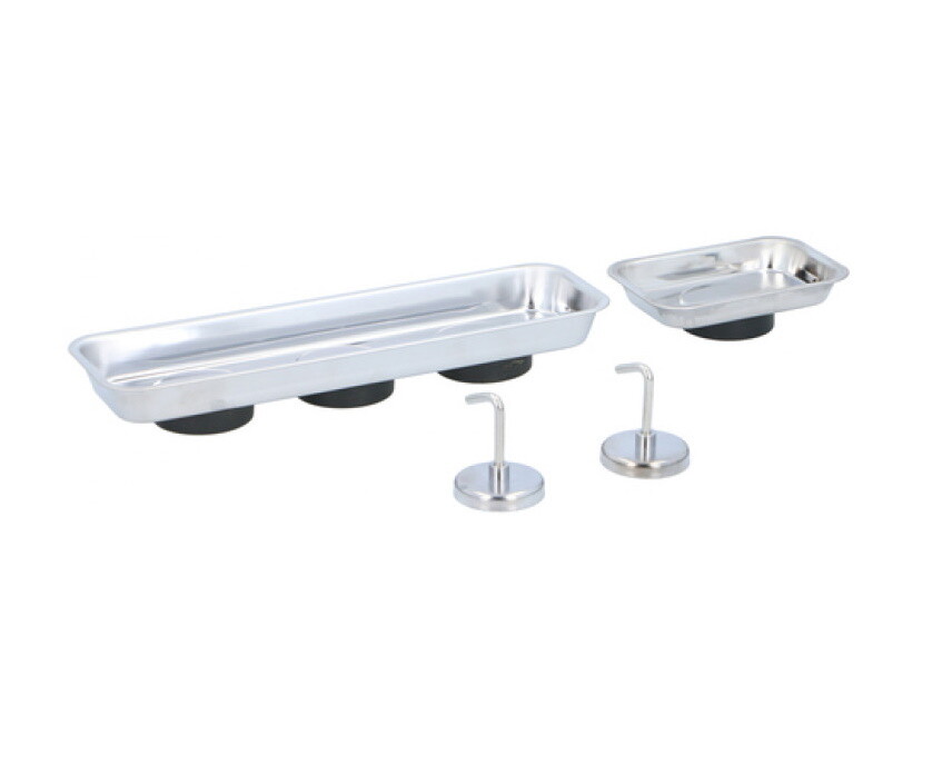Magnetic Parts Tray Set 4PC Screws Nuts Bolts Dish Hanging Hooks Stainless Steel