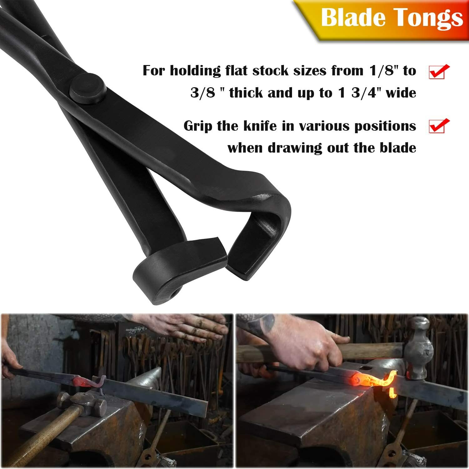Knife Making Tongs Blacksmith Bladesmith Tool Anvil Vise Forge Flat Blade Tongs