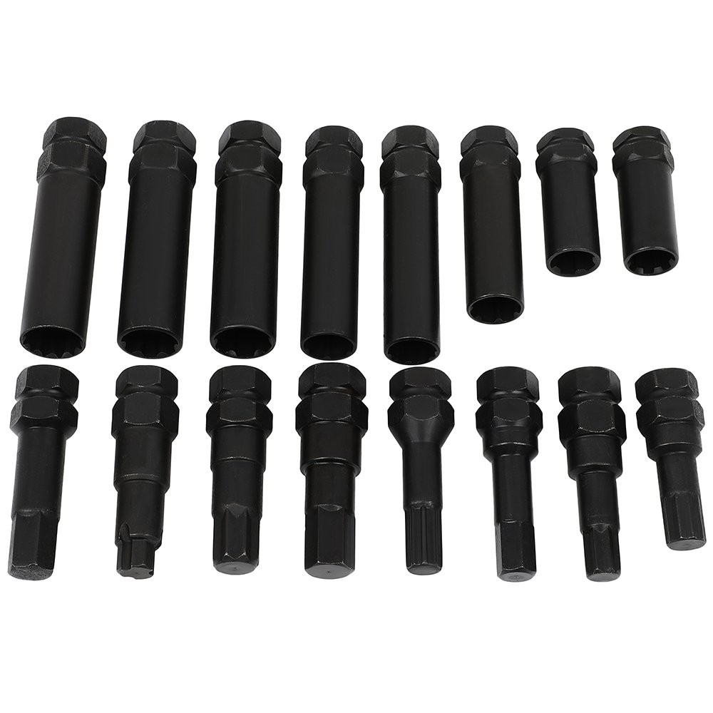 Locking Lug Nut Master Set Wheel Lock Key Removal Tool Kit double hex-head 16pcs