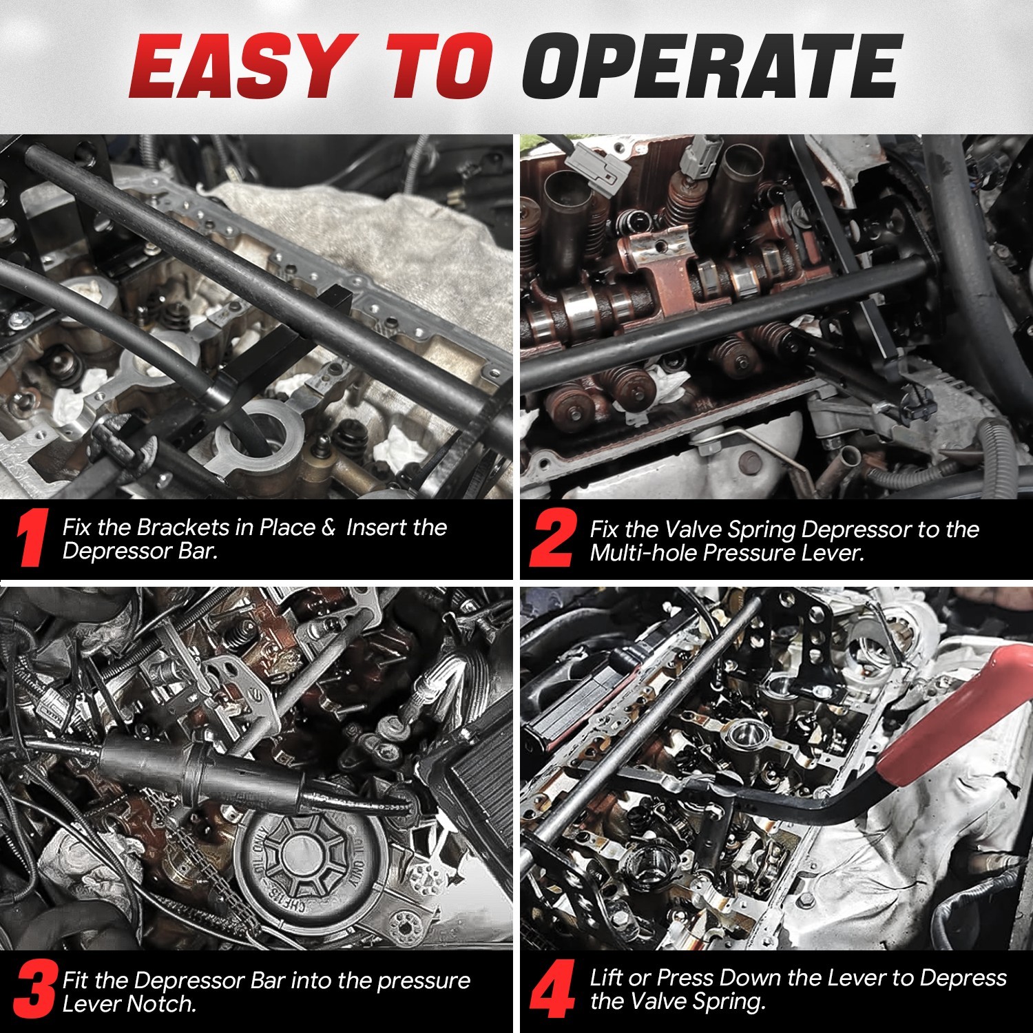OHV OHC Valve Spring Compressor Stem Seal Overhead Remover Installer Tool Set