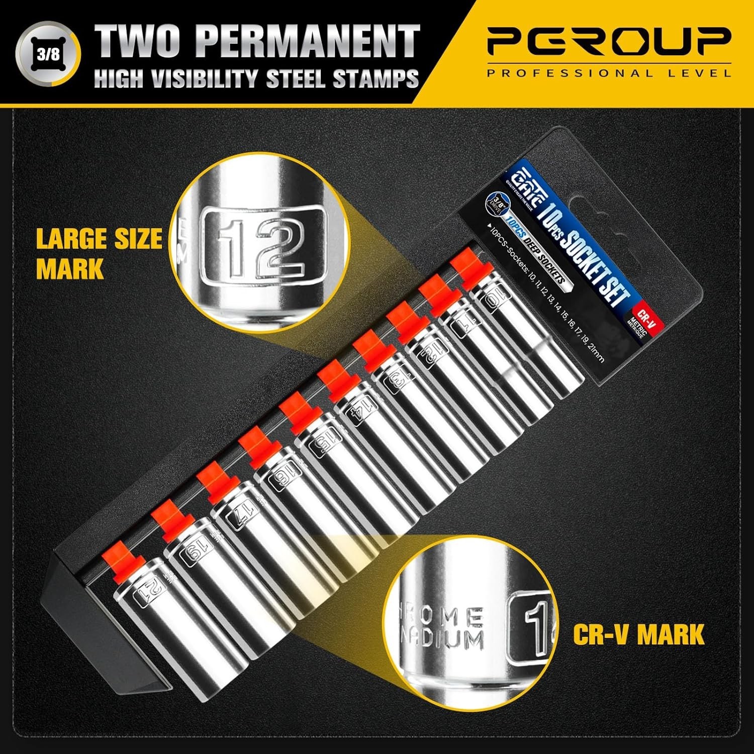 Durable Chrome Plated 10-Piece 3/8” Drive Deep Socket Set for Professional Use